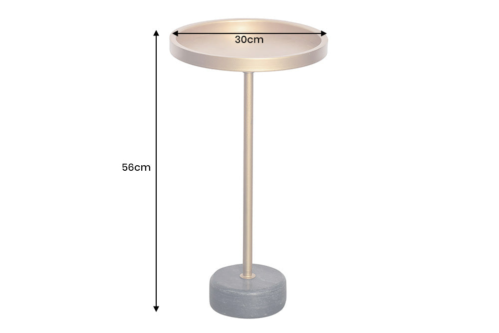 Table d'appoint ronde TRAYFUL 60cm fer doré base marbre noir fait main