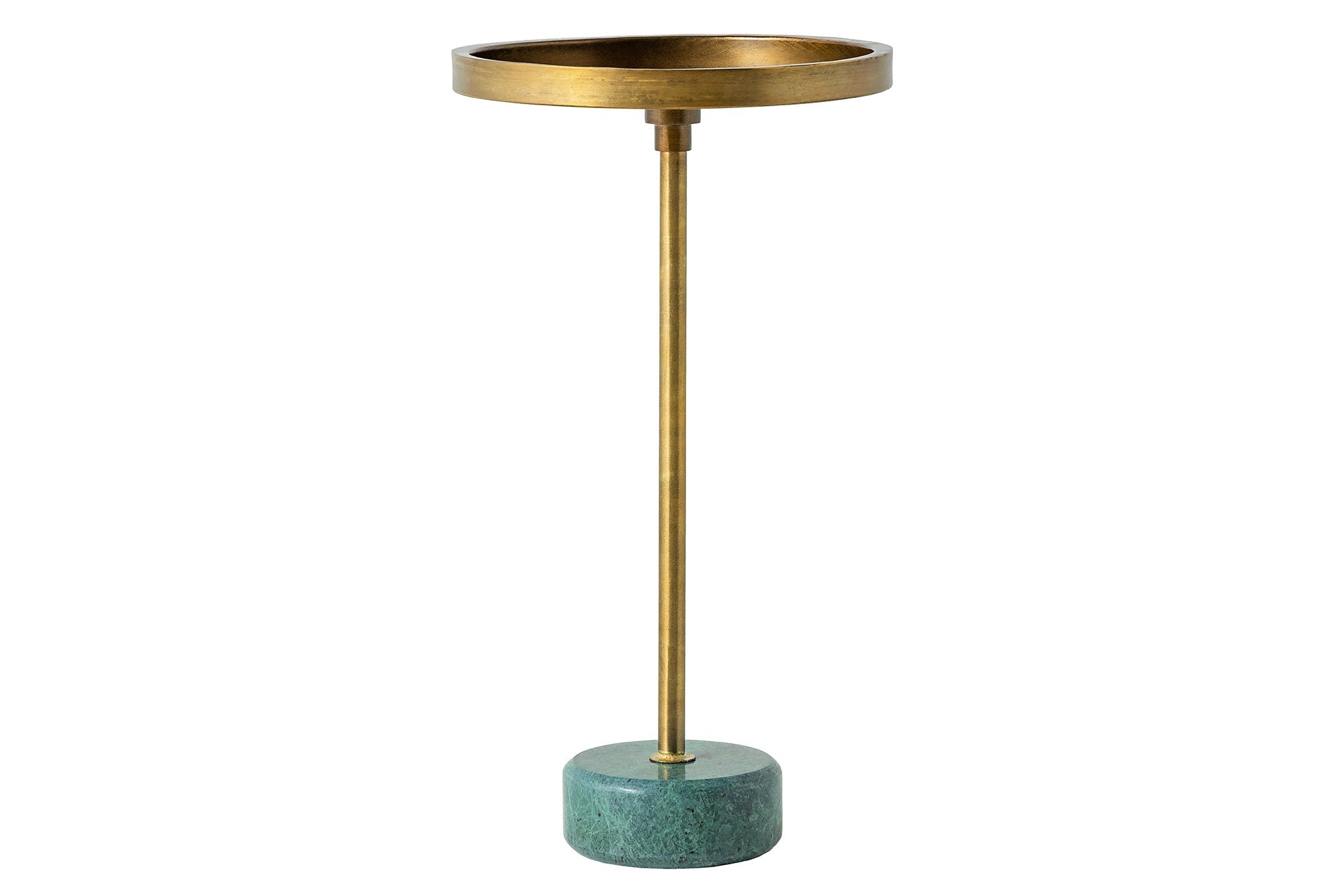 TRAYFUL mesa auxiliar redonda 60cm latón antiguo hierro verde base de mármol hecho a mano