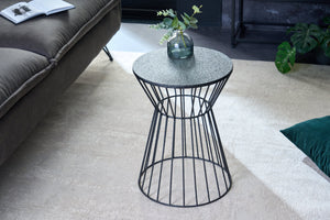 Table d'appoint ronde VARIATION 45cm structure métal noir fer fait main
