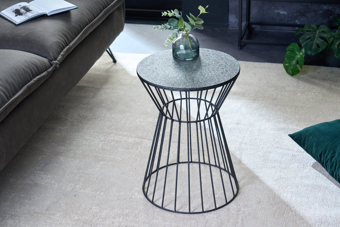 Table d'appoint ronde VARIATION 45cm structure métal noir fer fait main