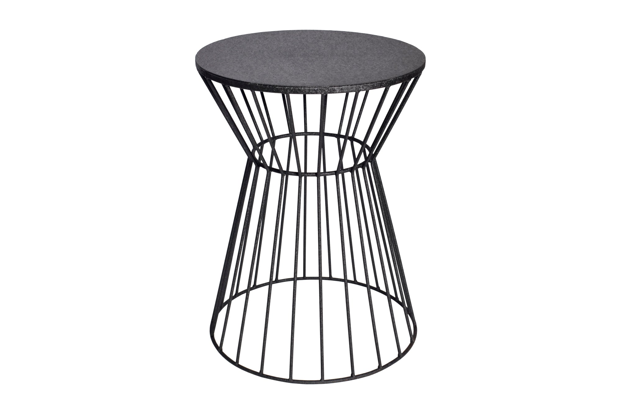 VARIATION Mesa auxiliar redonda de 45 cm con estructura de hierro negra hecha a mano