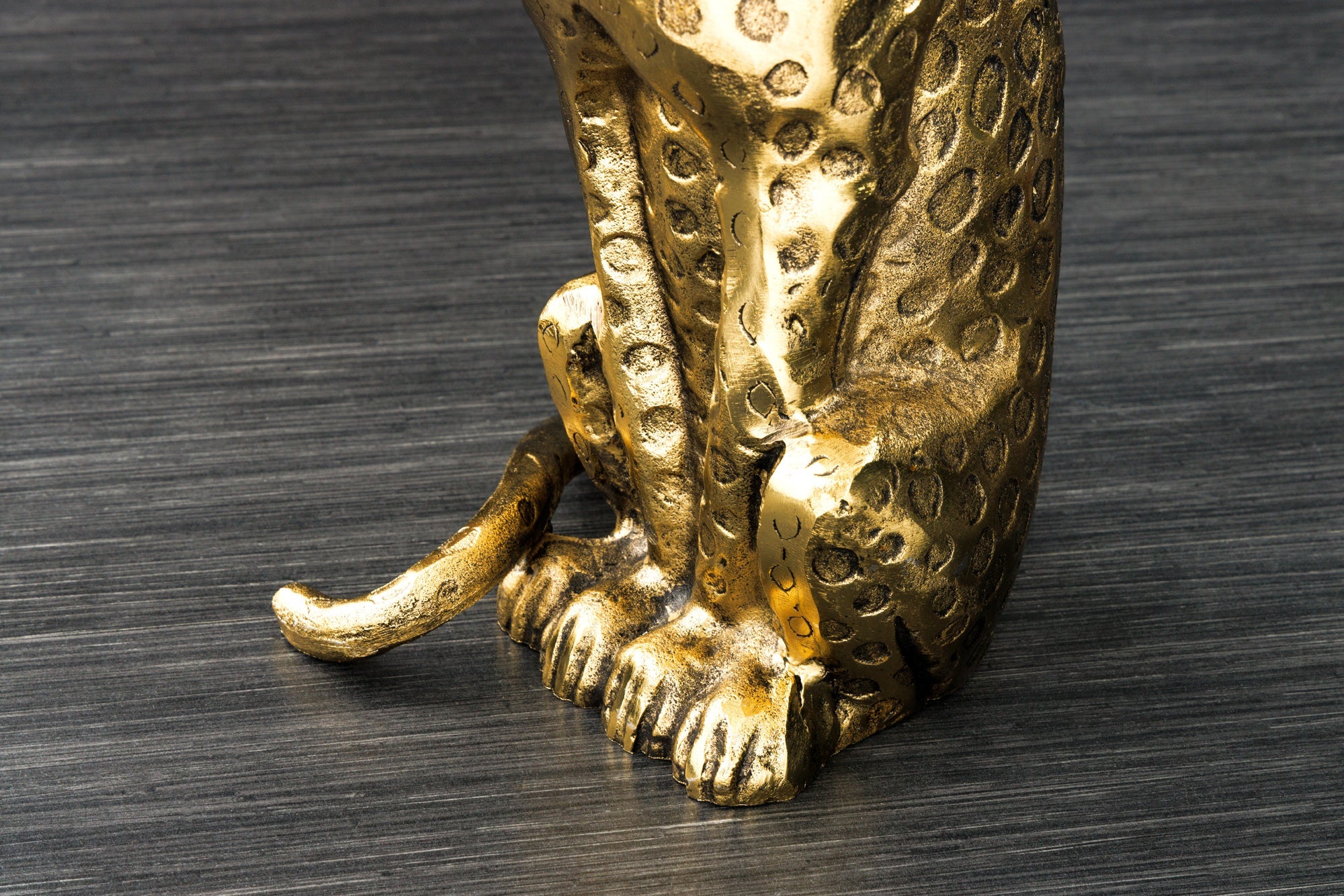 WILDLIFE PANTHER mesa auxiliar redonda 60cm metal dorado antiguo escultura de cristal hecha a mano
