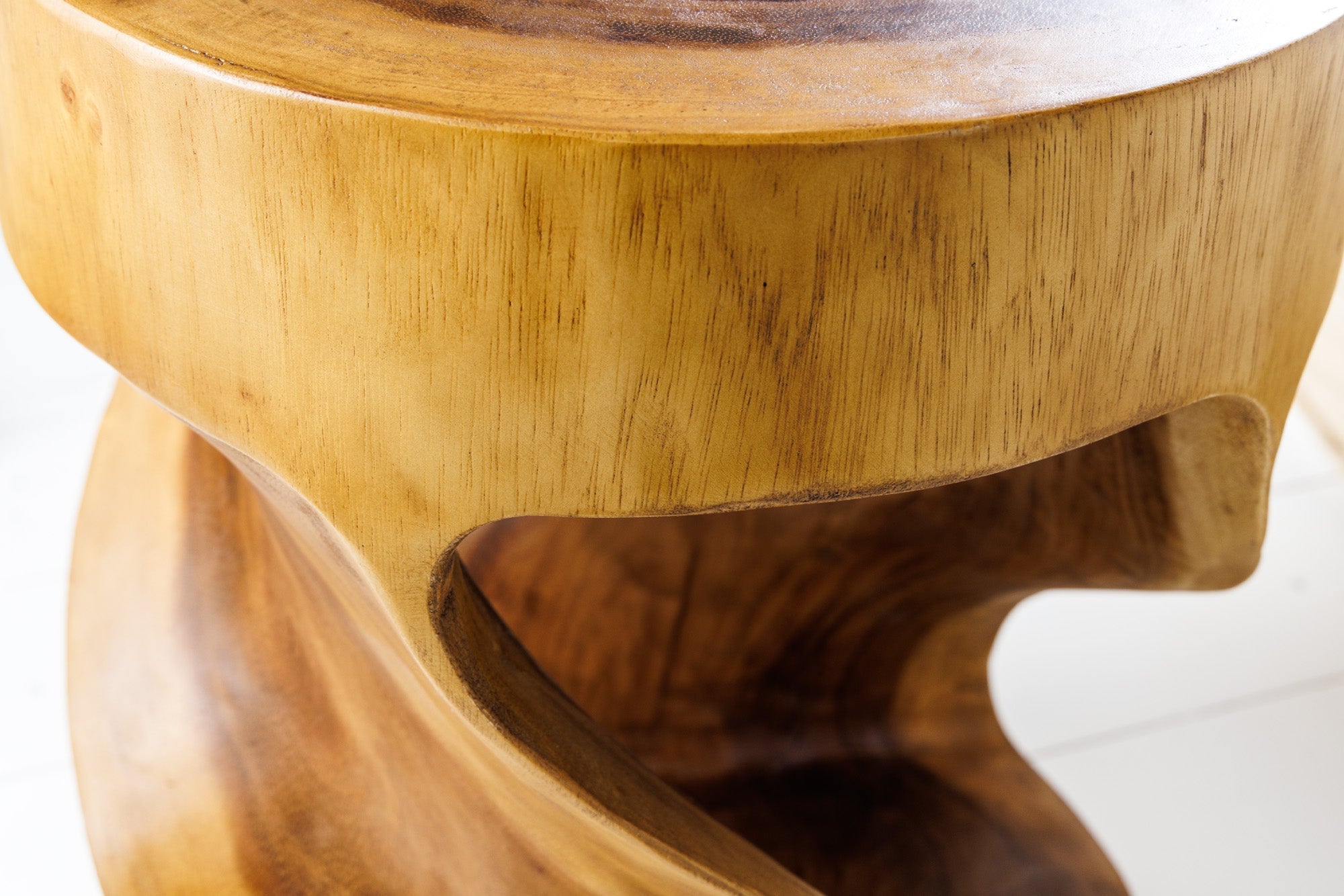 ARTE 35cm natural Suar madera redonda escultórica mesa auxiliar hecha a mano en Bali taburete