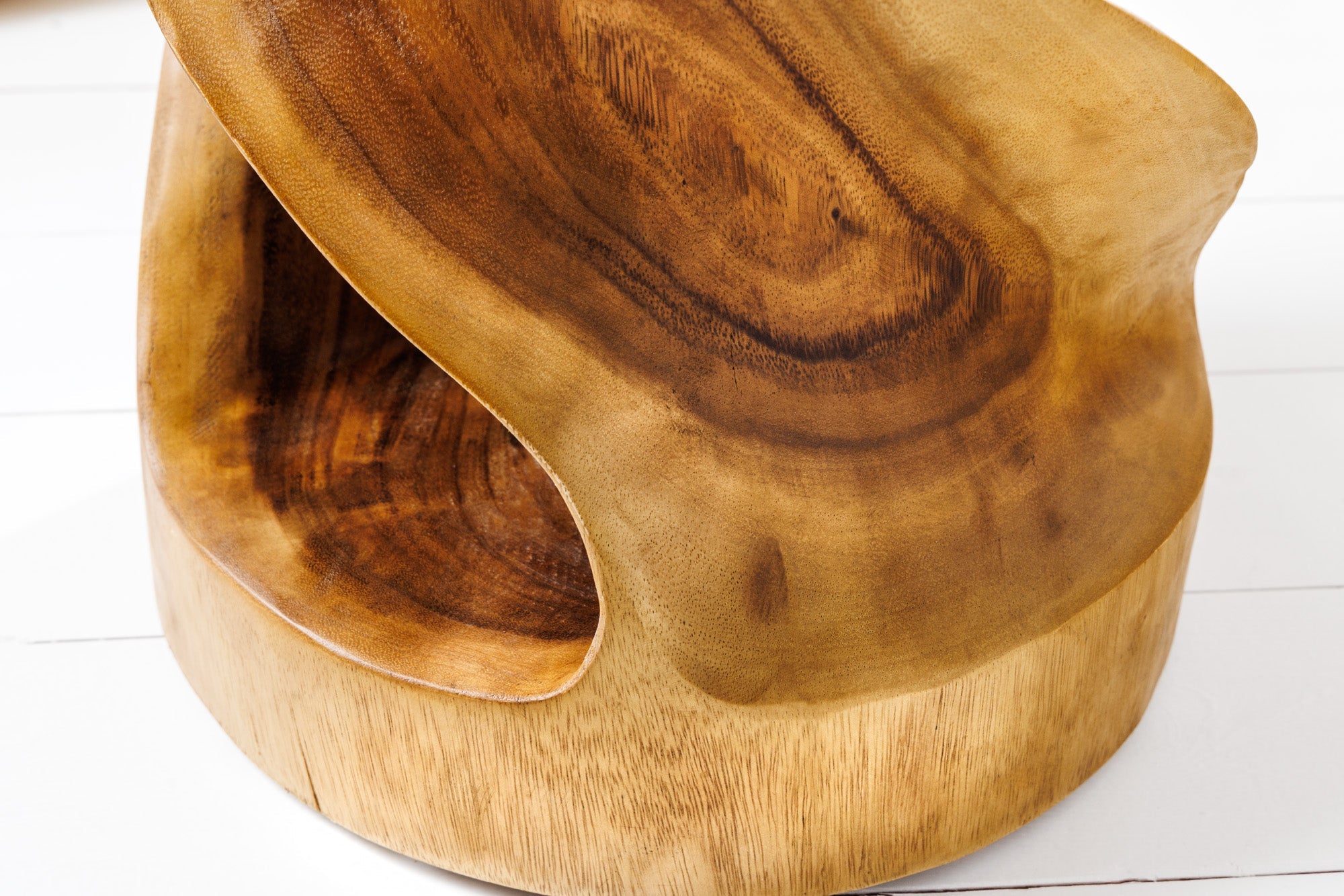 ARTE 35cm natural Suar madera redonda escultórica mesa auxiliar hecha a mano en Bali taburete