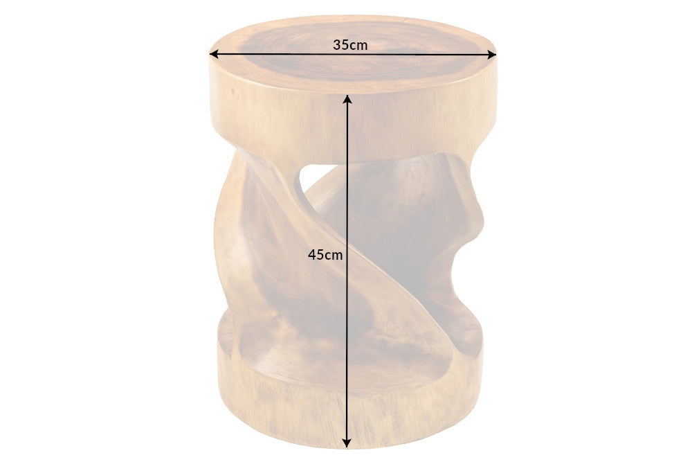 ARTE 35cm natural Suar madera redonda escultórica mesa auxiliar hecha a mano en Bali taburete