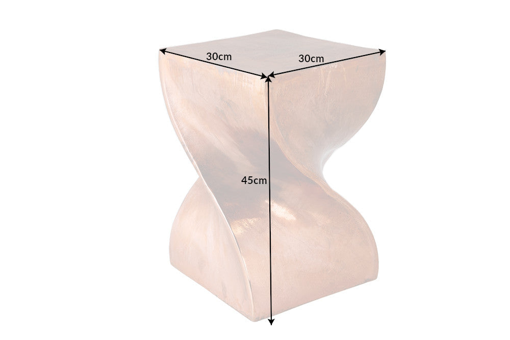 TWIST Mesa auxiliar escultural de 45 cm, fabricada a mano en metal flameado de cobre