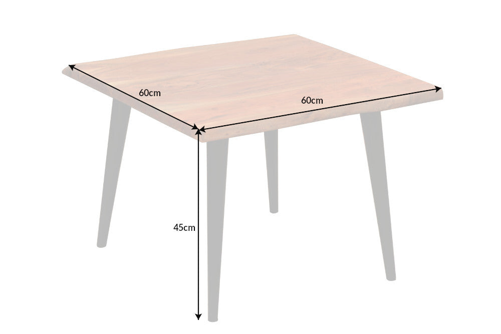 Mesa auxiliar maciza ORGANIC LIVING Mesa de centro de madera de acacia de 60 cm con borde de árbol