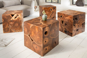 Table d'appoint solide SQUARE 40cm tabouret cube en teck