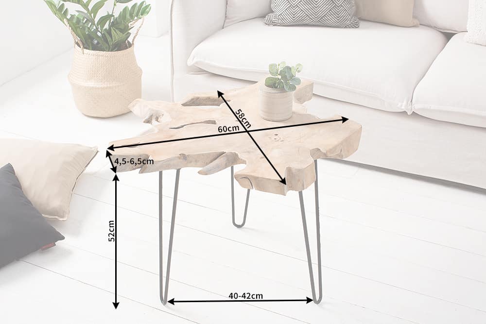 Mesa auxiliar Unique WILD de 60 cm en planchas de teca