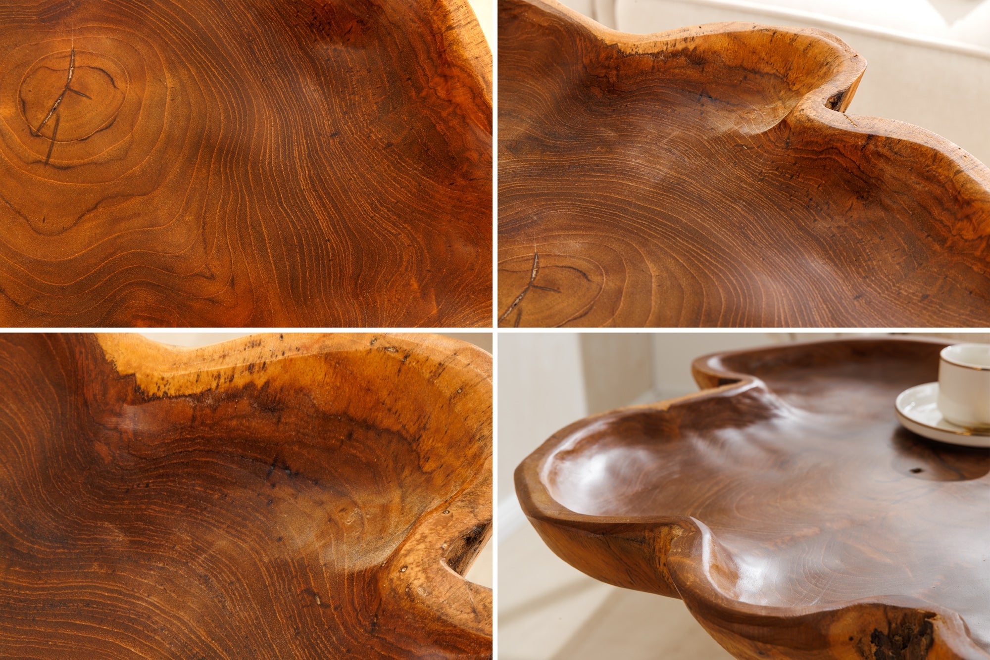 Table d'appoint unique WILD 65 cm en teck naturel avec pieds en épingle à cheveux
