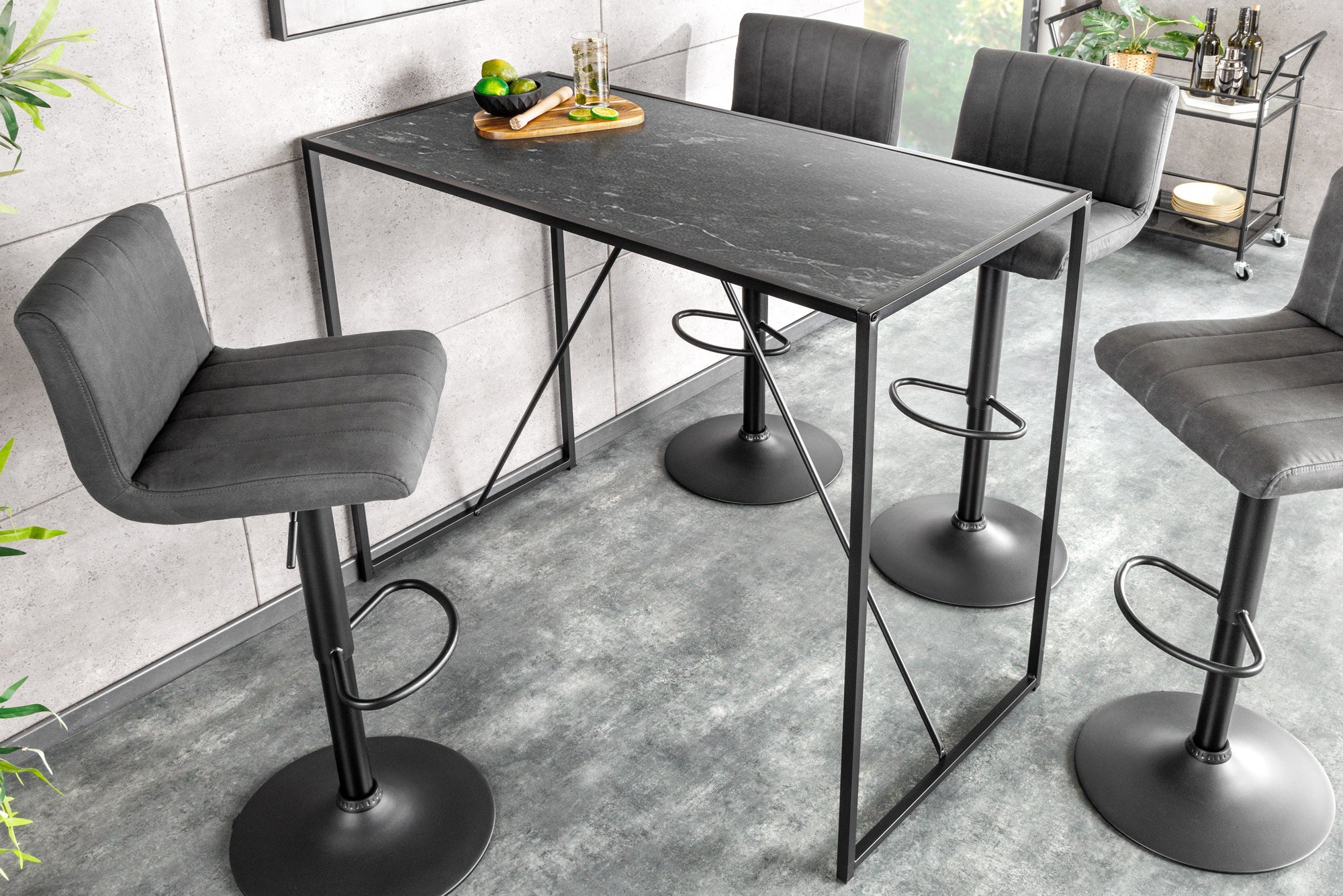 Table de bar moderne SLIM LINE 120cm table de bar en métal graphite