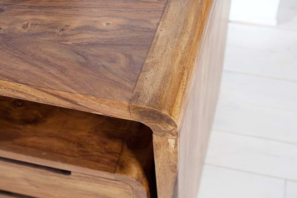 Table de bureau en bois massif CUBUS 120cm bureau en bois de sheesham marron finition pierre