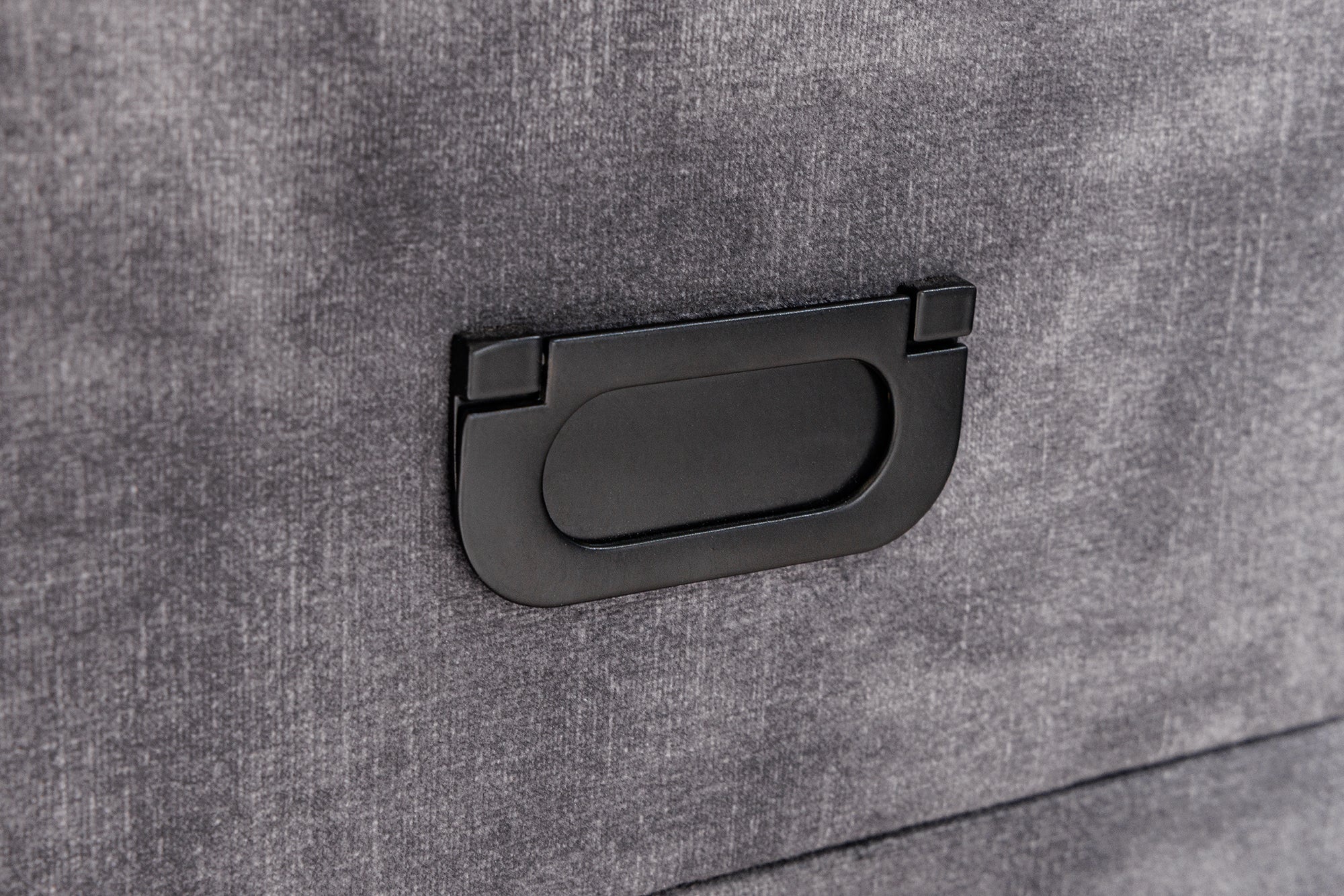 Table de chevet carrée PARIS 55cm velours gris comprenant éclairage et tiroirs