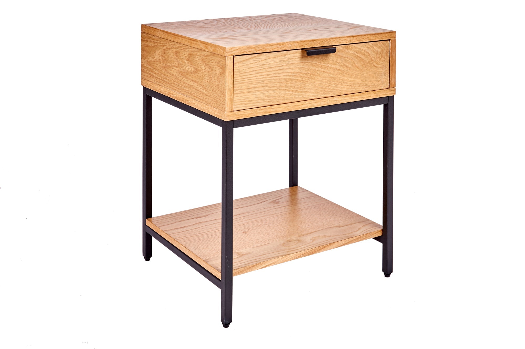 Table de chevet industrielle ELEMENTS Table d’appoint 40cm en chêne avec tiroir