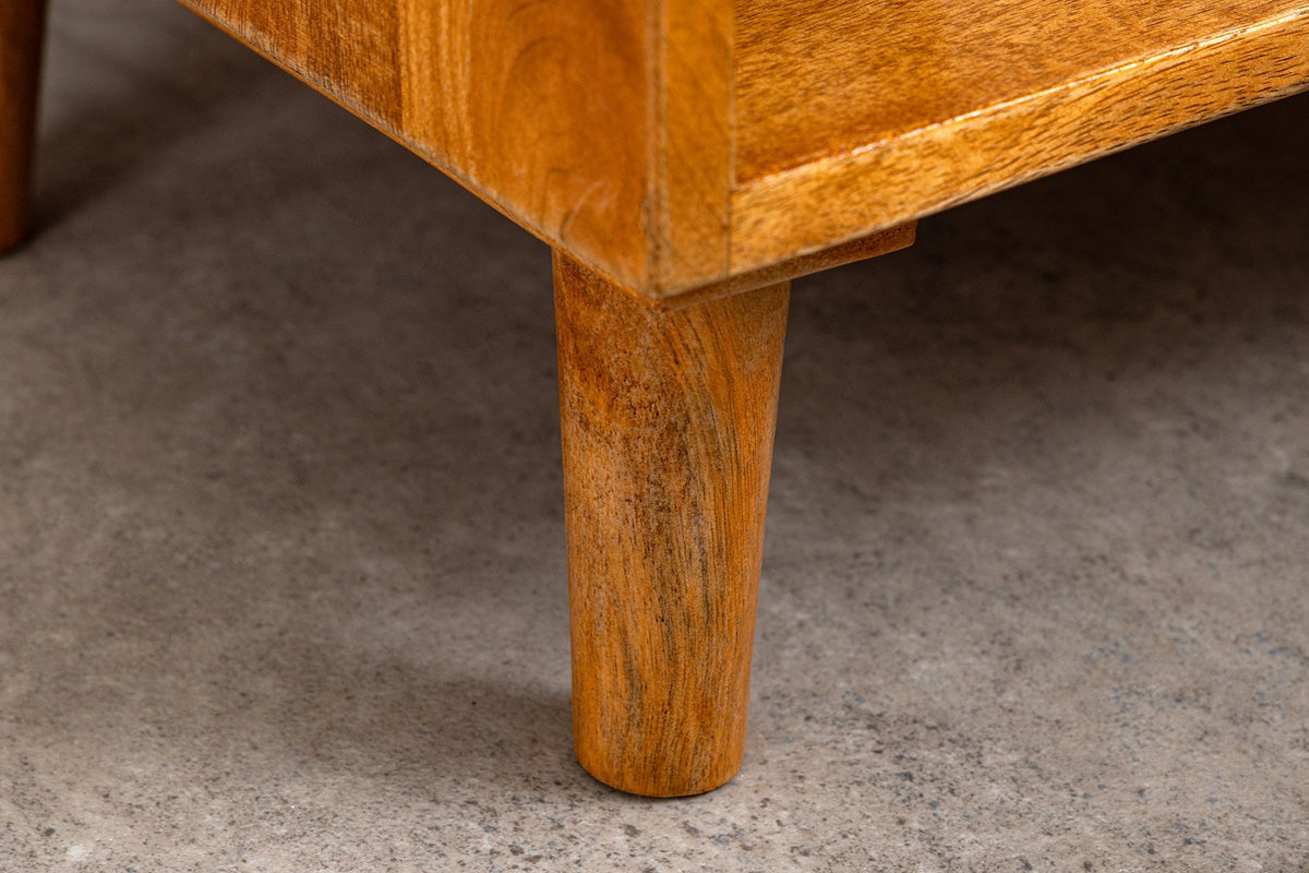Table de chevet massive INFINITY 60cm en bois de manguier naturel avec compartiment et tiroir