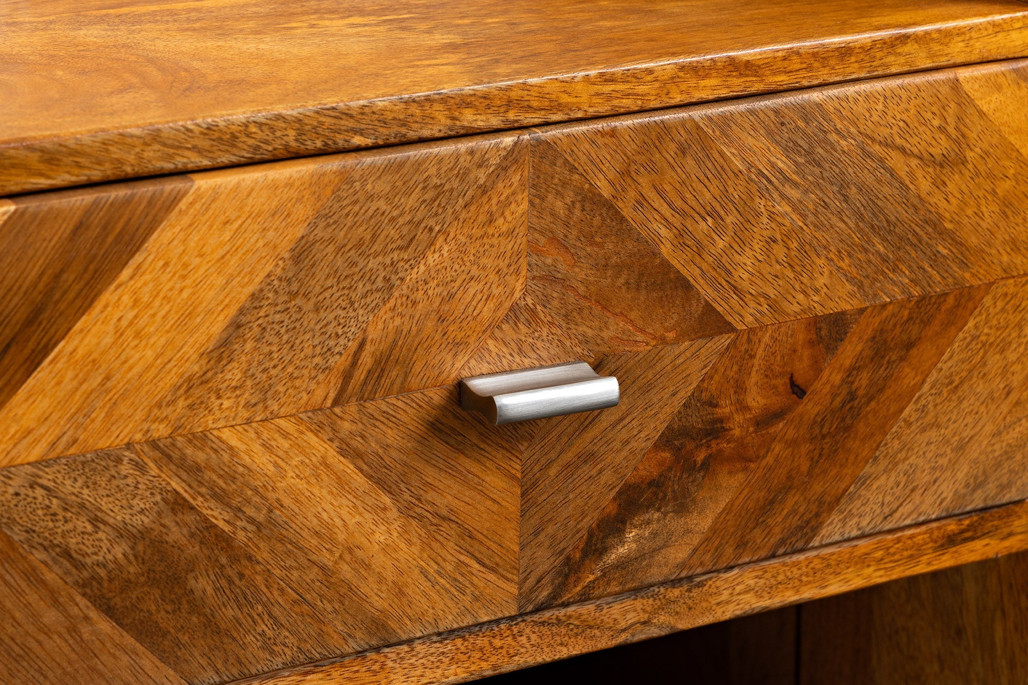 Table de chevet massive INFINITY 60cm en bois de manguier naturel avec compartiment et tiroir