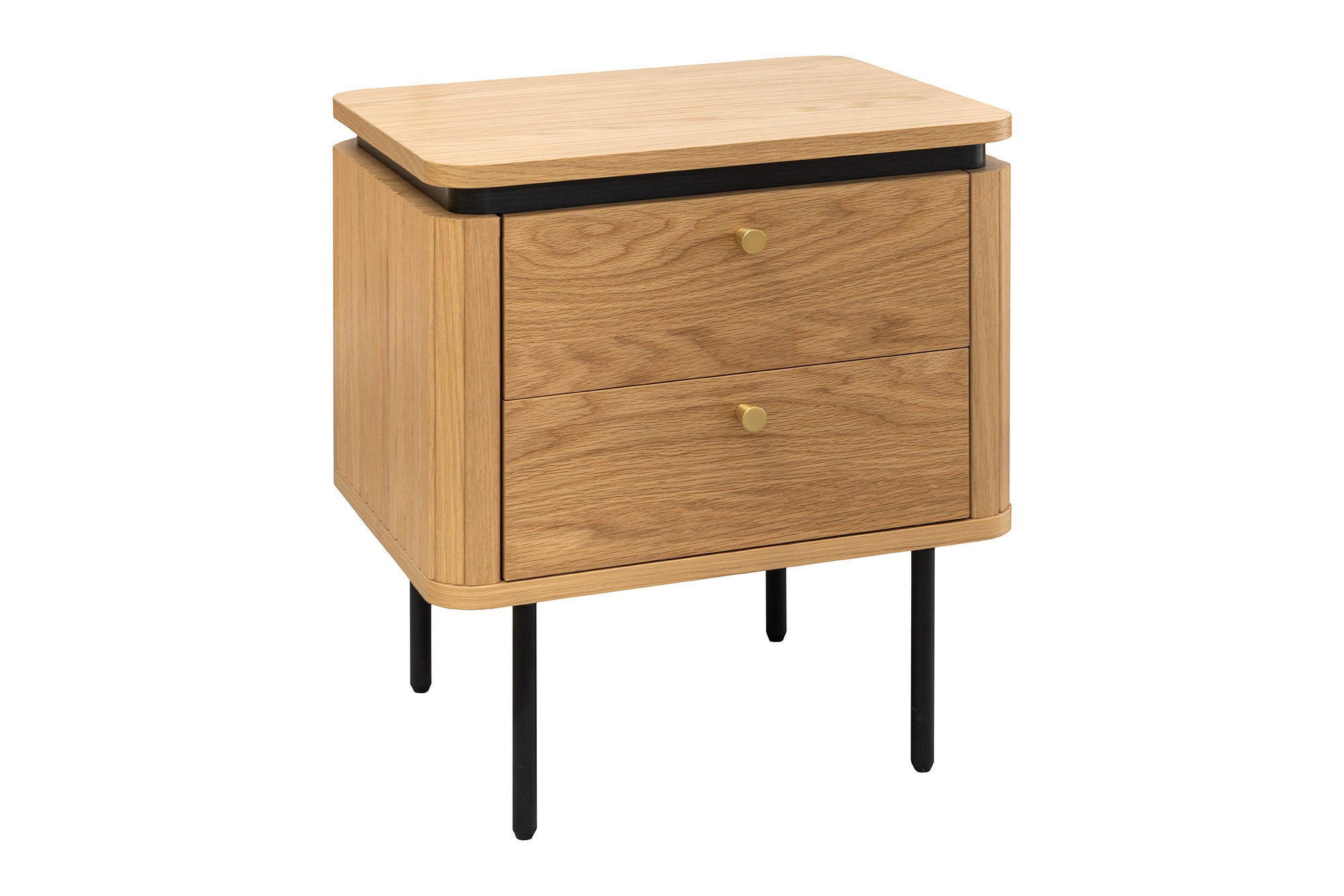 Table de chevet moderne ATELIER Table d’appoint 55cm en chêne avec tiroirs