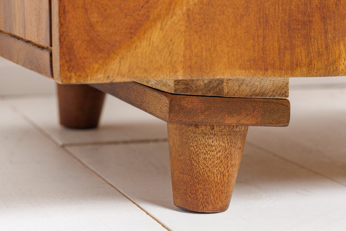 Table de chevet solide SCORPION 50cm table d’appoint en manguier marron avec sculptures 3D