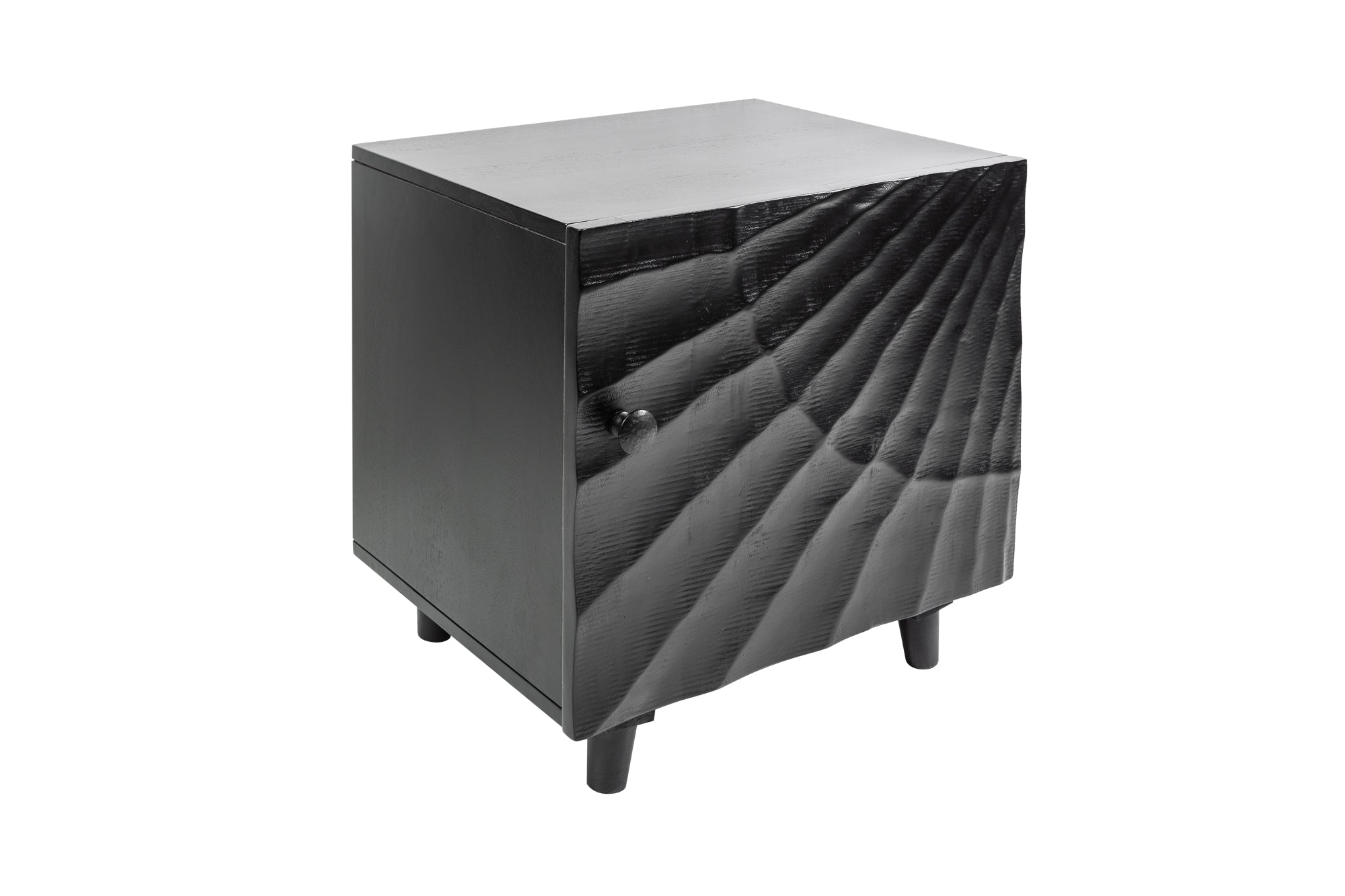 Table de chevet solide SCORPION Table d’appoint 50cm en manguier noir avec sculptures 3D