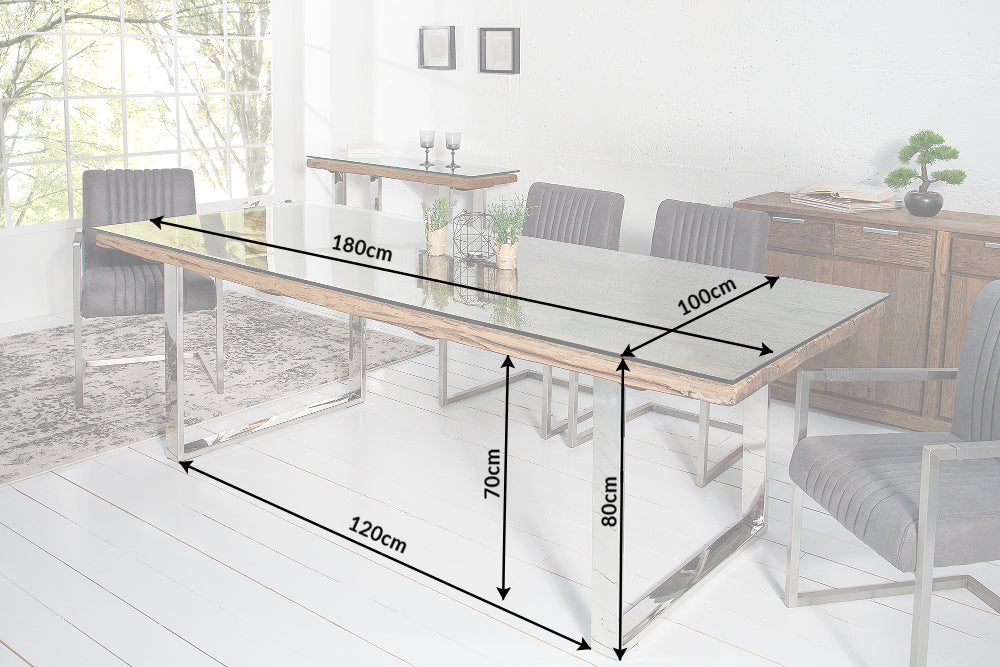 Table de salle à manger en bois tronc d'arbre massif 180cm