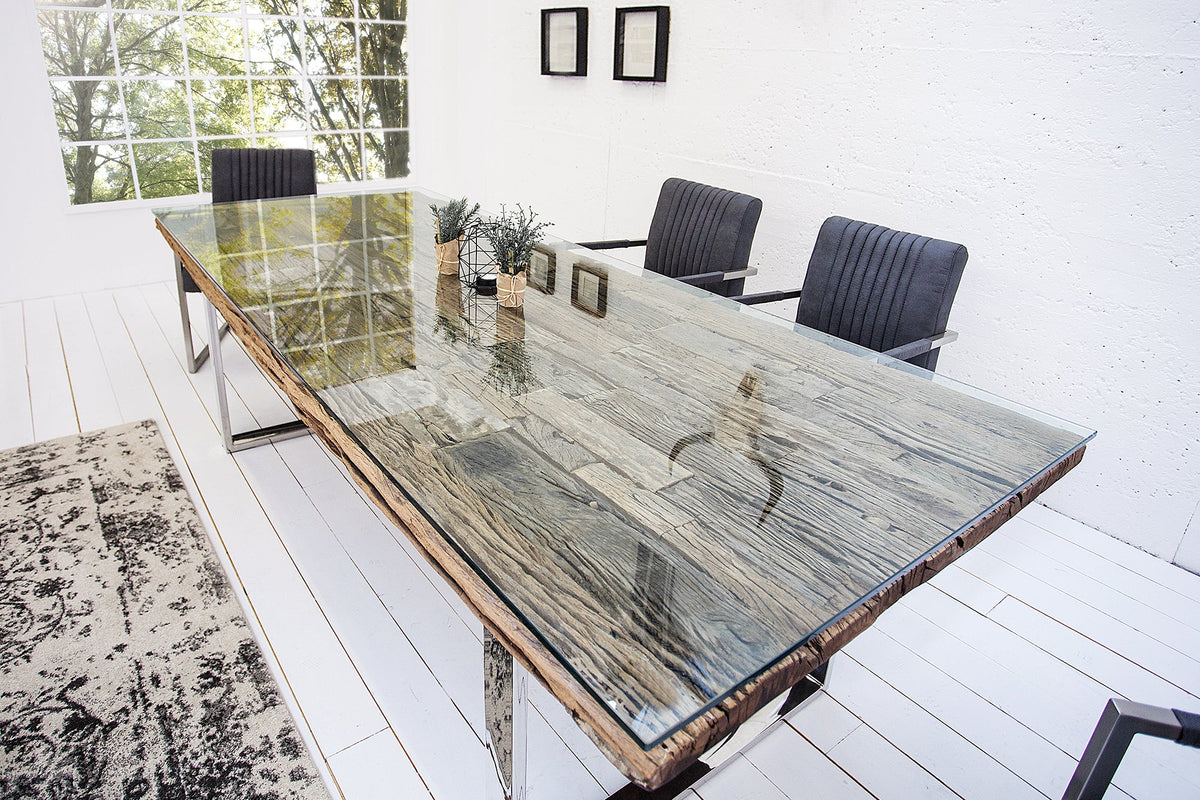 Table de salle à manger en bois tronc d'arbre massif 180cm