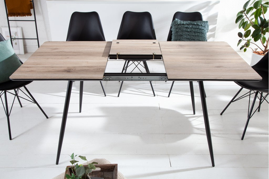 Table de salle à manger extensible APARTMENT 120-160cm imitation chêne gris Retro Style