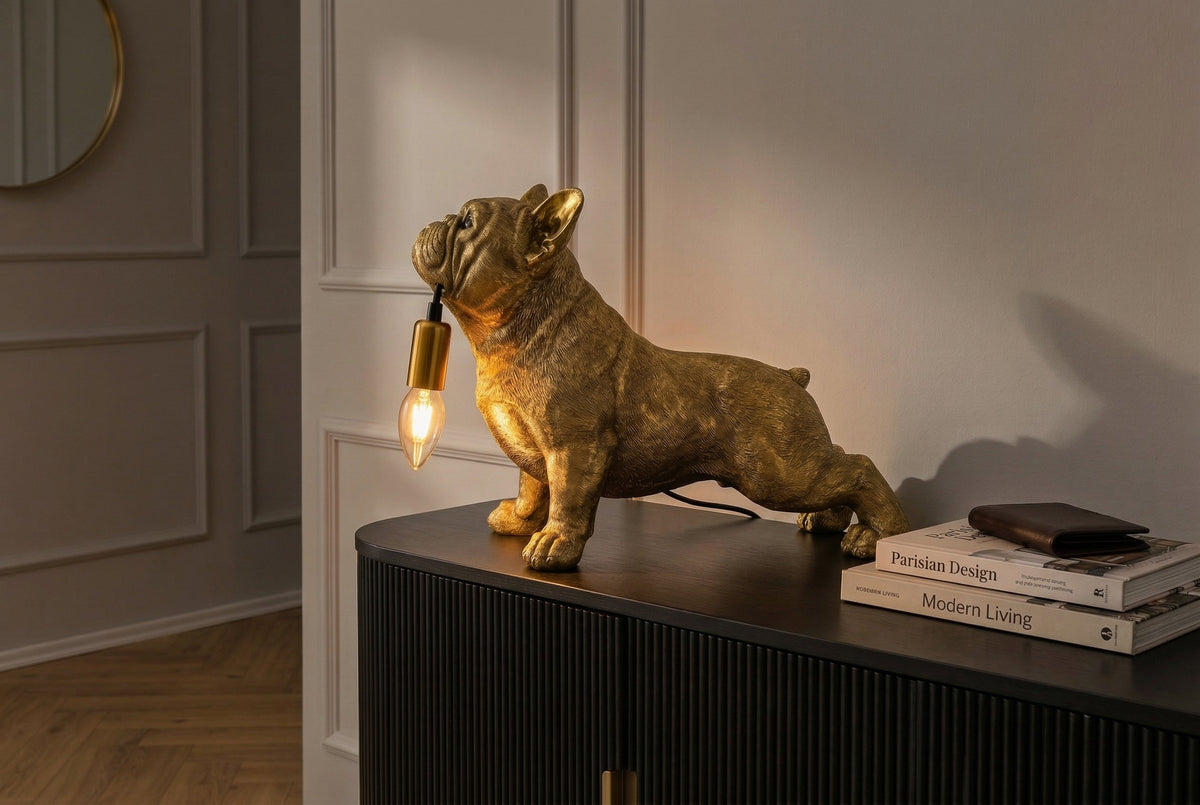 Table lamp BULLDOG 35cm gold dog sculpture
