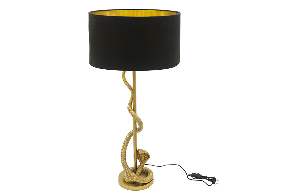 Table lamp COBRA 110cm black lampshade golden frame