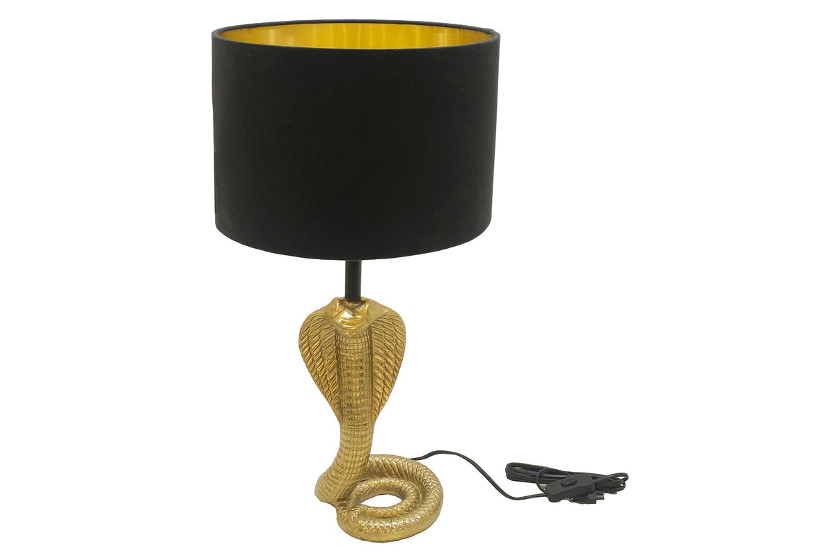 Table lamp COBRA 65cm black lampshade w/ golden frame