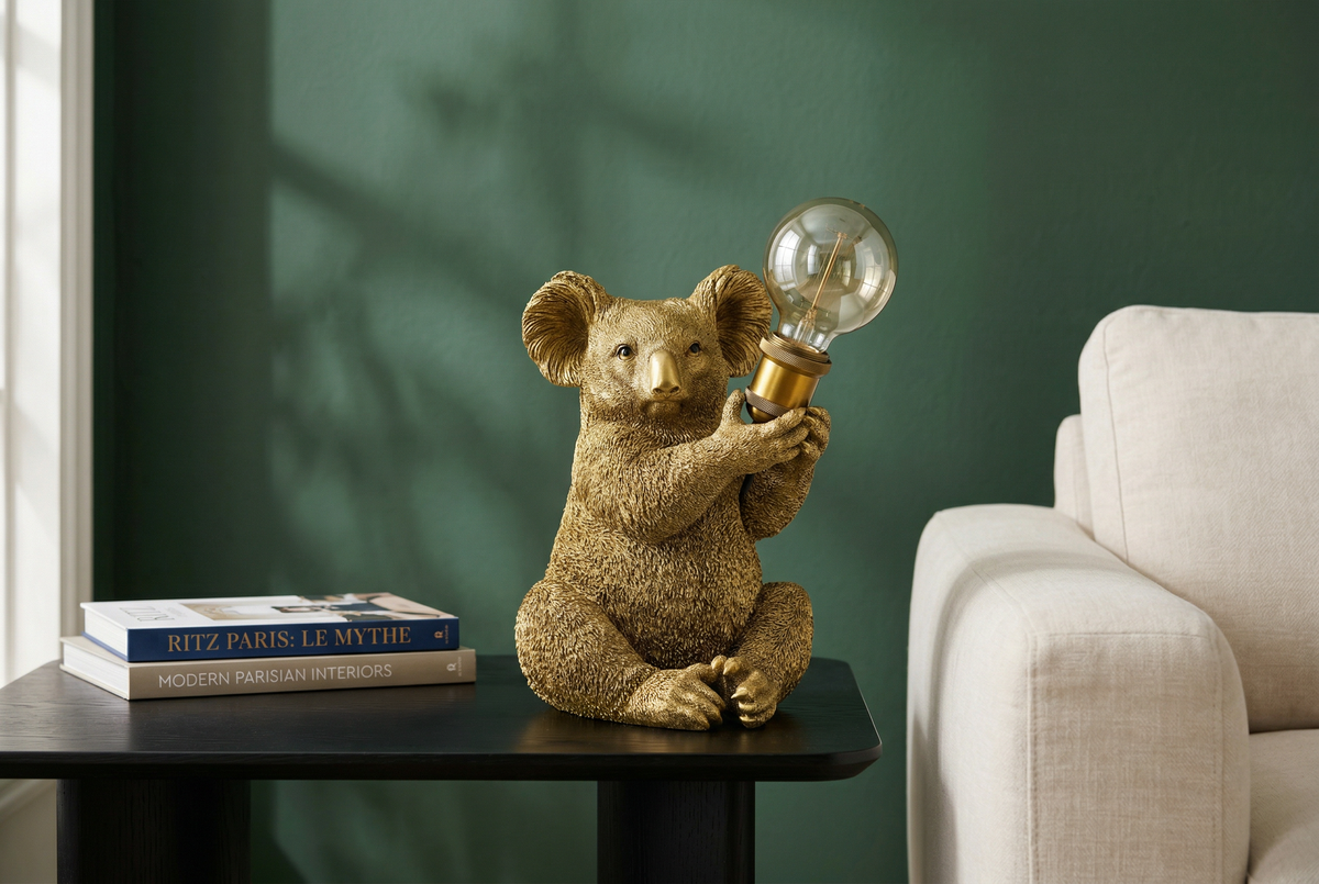 Table lamp KOALA 30cm gold sculpture