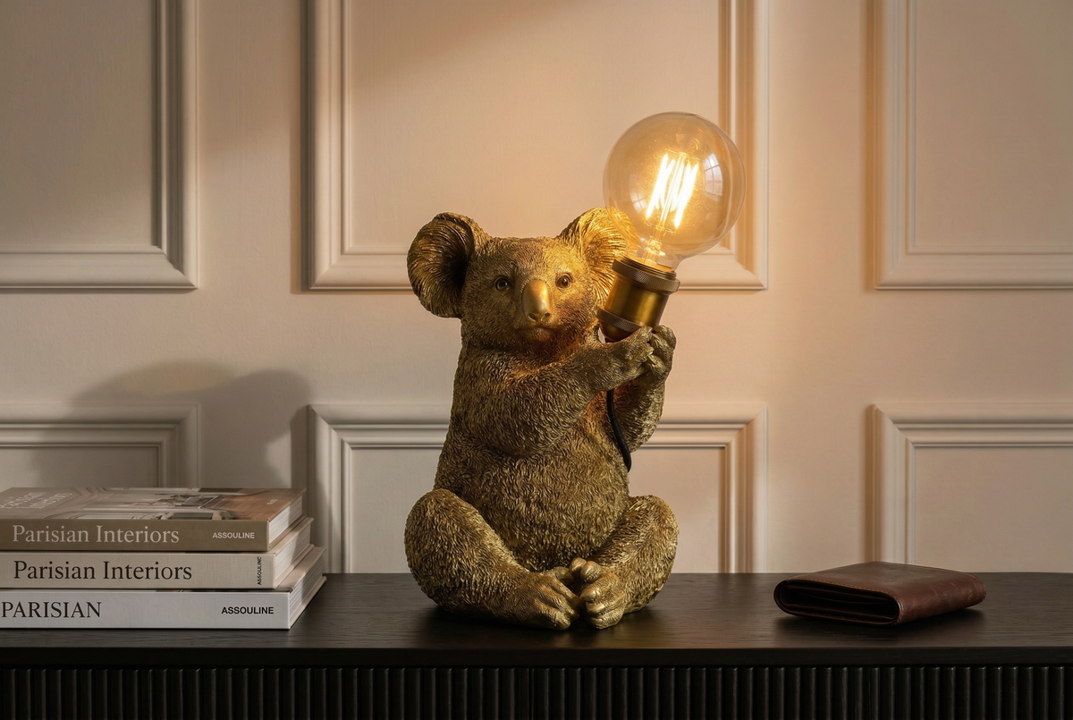 Table lamp KOALA 30cm gold sculpture