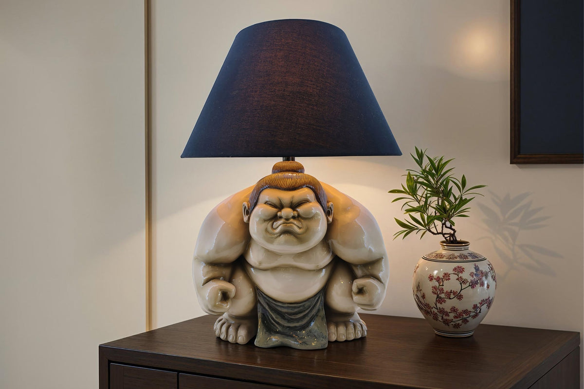Table lamp SUMO 50cm beige black shade