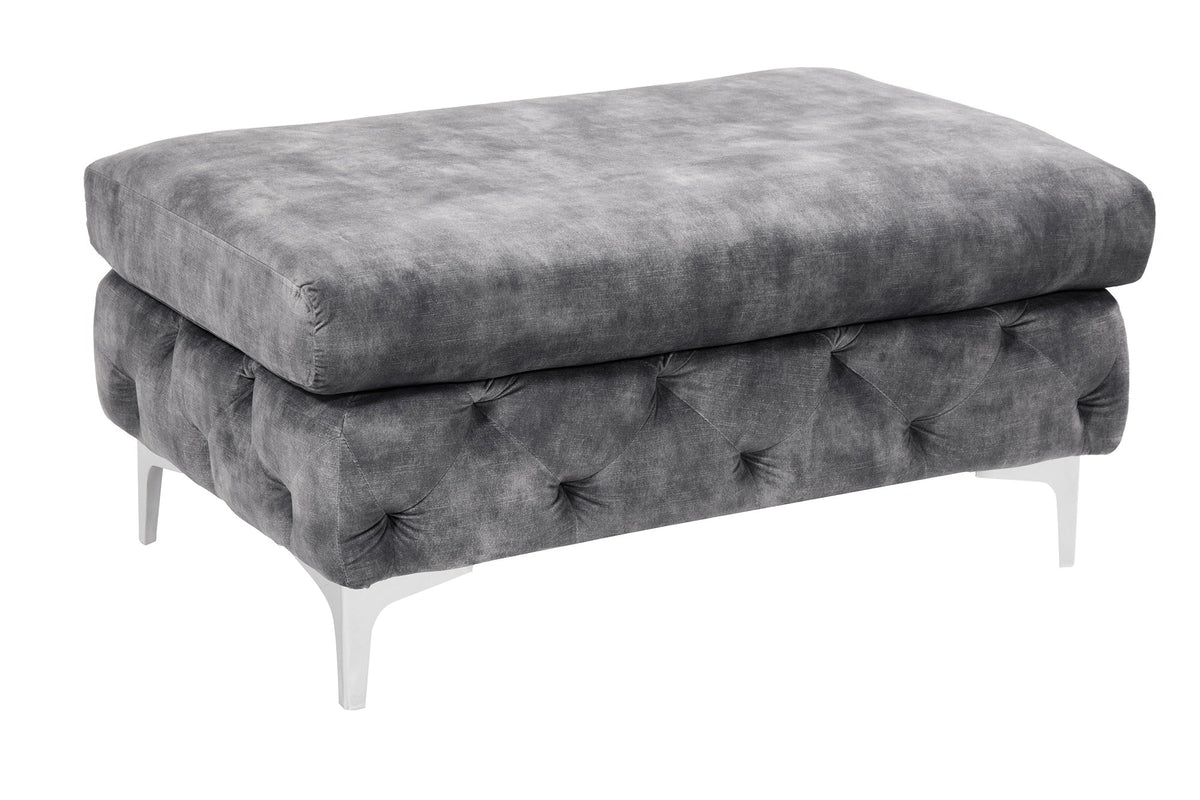 Tabouret Chesterfield MODERN BAROQUE 90cm tabouret en velours gris foncé repose-pieds