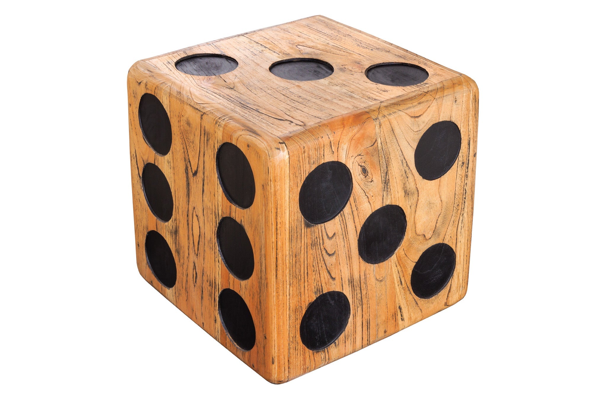Taburete cubo macizo CUBE 41 cm mesa auxiliar apilable de madera de mindi natural