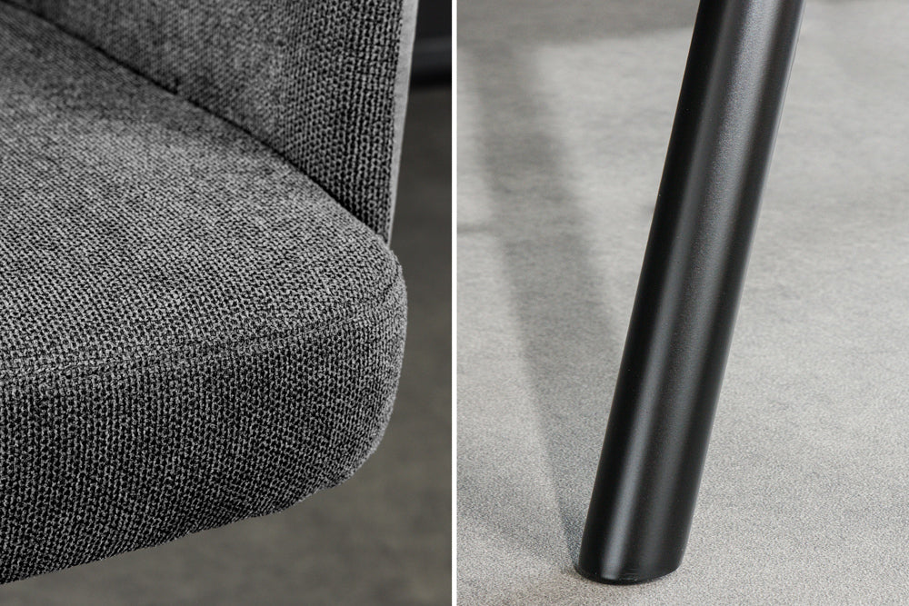 Tabouret de bar design pivotant BIG GEORGE anthracite velours ressorts ensachés avec accoudoirs