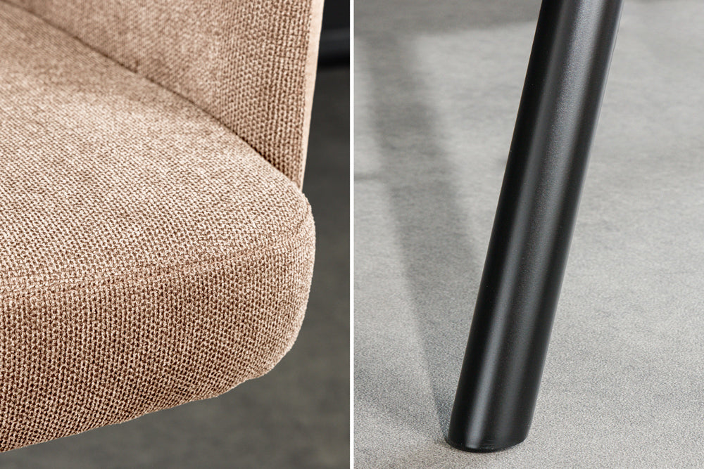 Tabouret de bar design pivotant BIG GEORGE champagne beige velours ressorts ensachés accoudoir