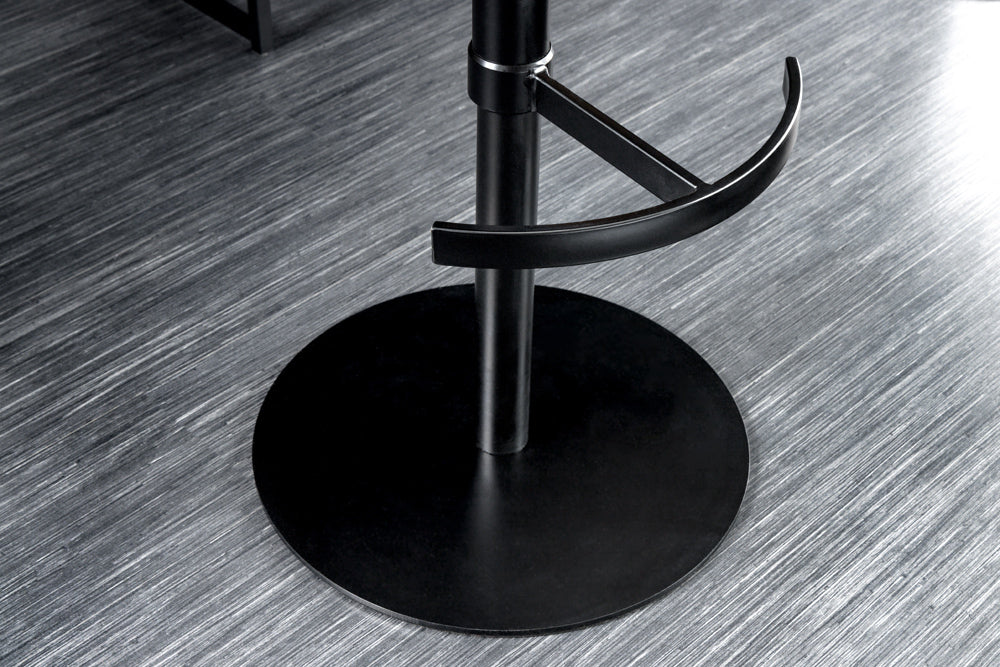 Tabouret de bar design rotatif BIG GEORGE noir anthracite cuir véritable réglable en hauteur avec accoudoirs