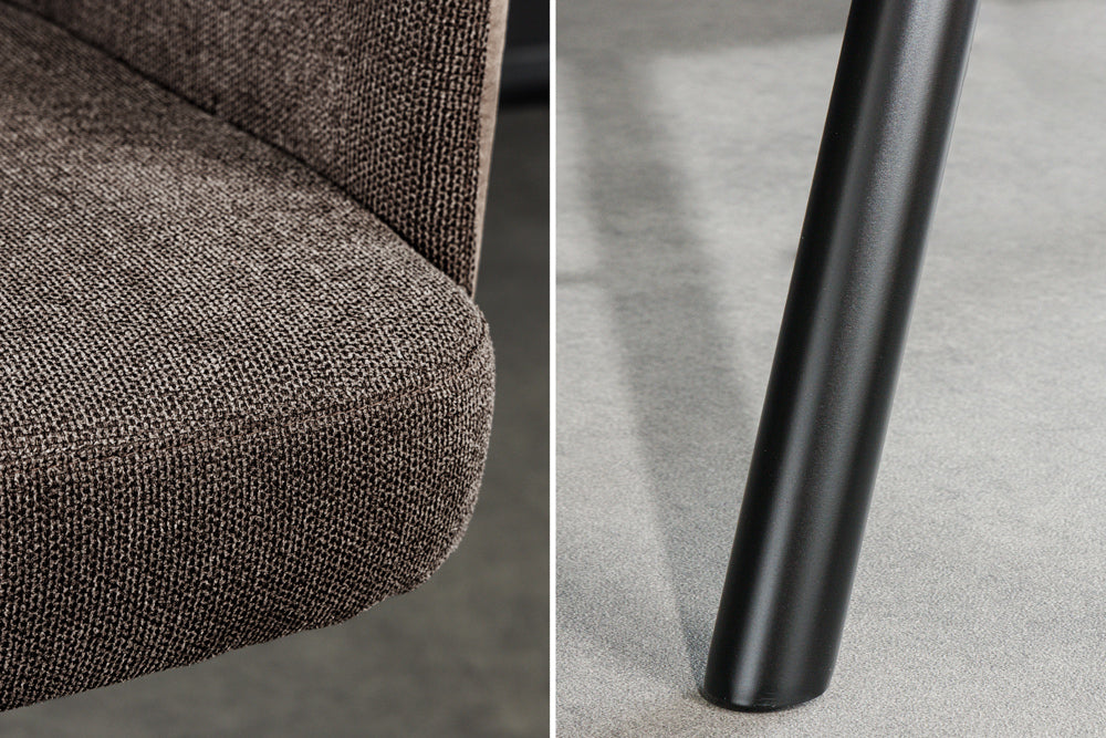 Tabouret de bar design rotatif BIG GEORGE taupe velours ressorts ensachés avec accoudoirs métal