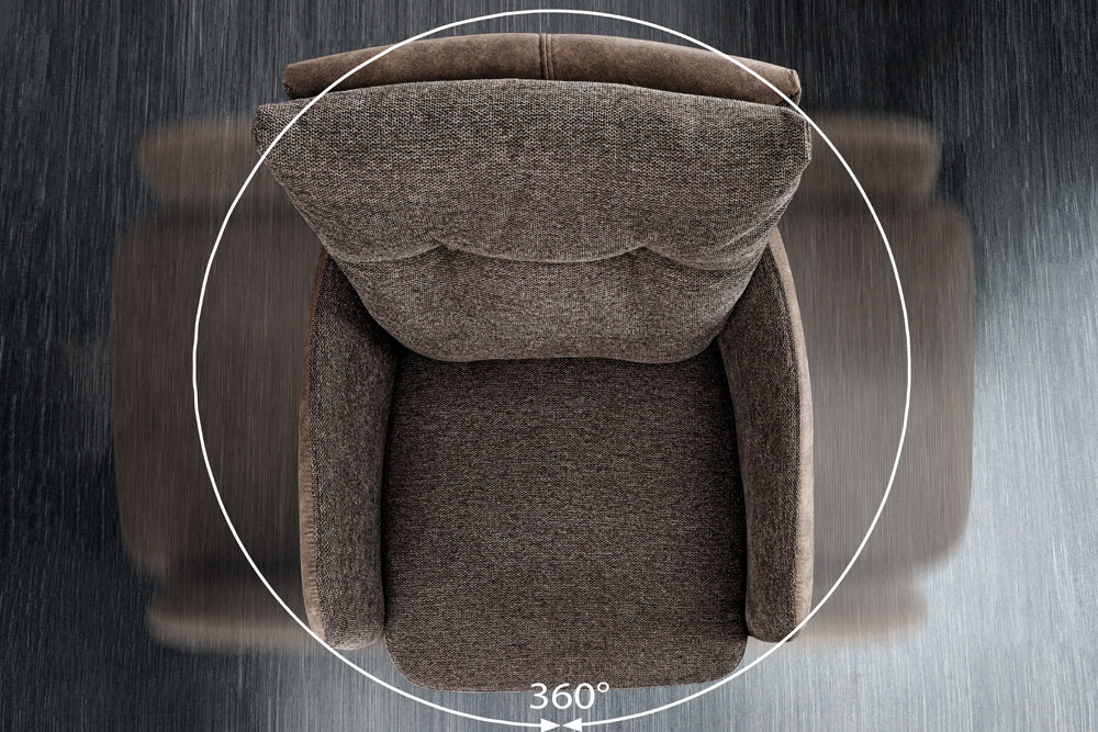 Tabouret de bar design rotatif BIG GEORGE taupe velours ressorts ensachés avec accoudoirs métal