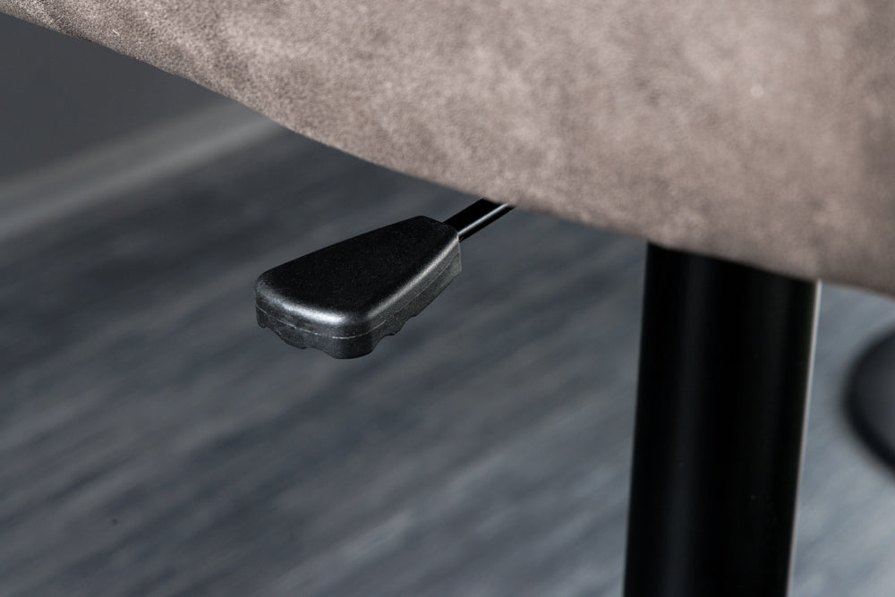 Tabouret de bar design rotatif BIG GEORGE taupe, véritable cuir microfibre, hauteur réglable avec accoudoirs