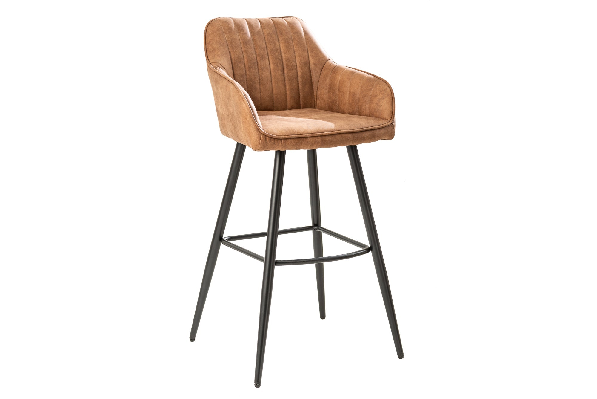 Tabouret de bar élégant TURIN marron vintage avec chaise de bar matelassée décorative avec accoudoir