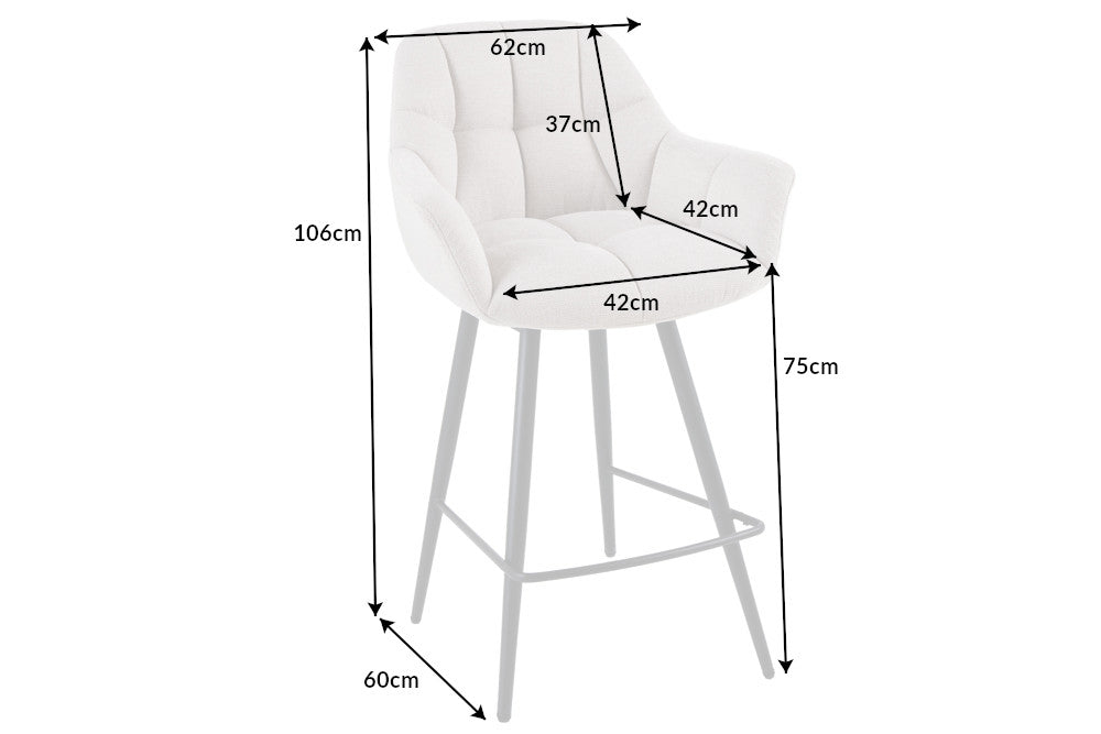 Tabouret de bar pivotant PAPILLON chaise de bar beige champagne avec dossier pieds en métal noir