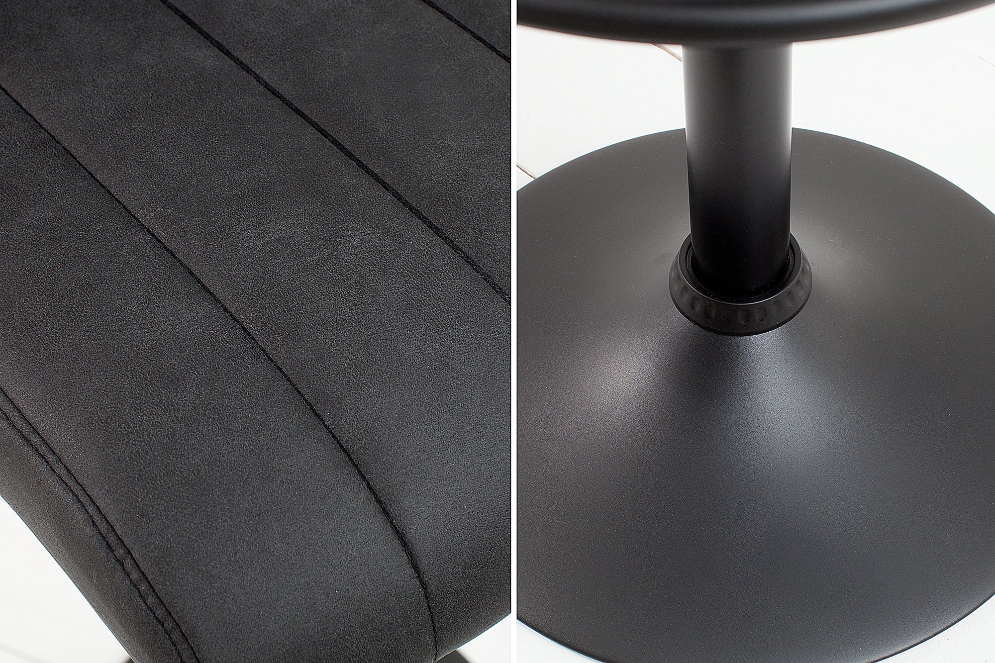 Tabouret de bar pivotant PORTLAND chaise de bar en microfibre gris vintage avec dossier réglable en hauteur