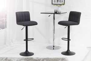 Tabouret de bar pivotant PORTLAND chaise de bar en microfibre gris vintage avec dossier réglable en hauteur
