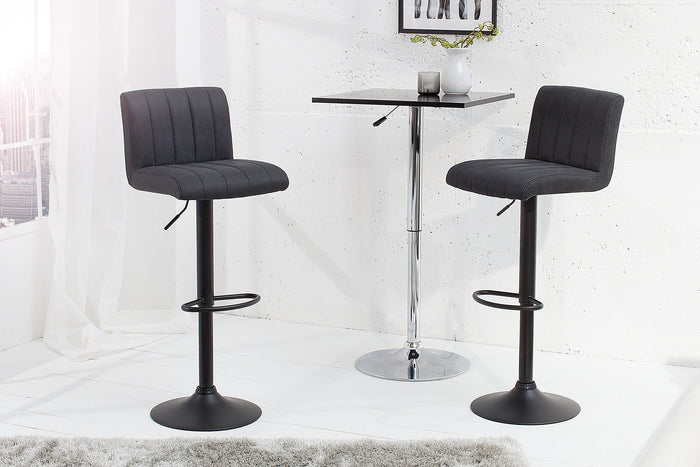 Tabouret de bar pivotant PORTLAND chaise de bar en microfibre gris vintage avec dossier réglable en hauteur