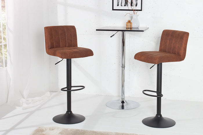 Tabouret de bar pivotant PORTLAND chaise de bar en microfibre marron vintage avec dossier réglable en hauteur