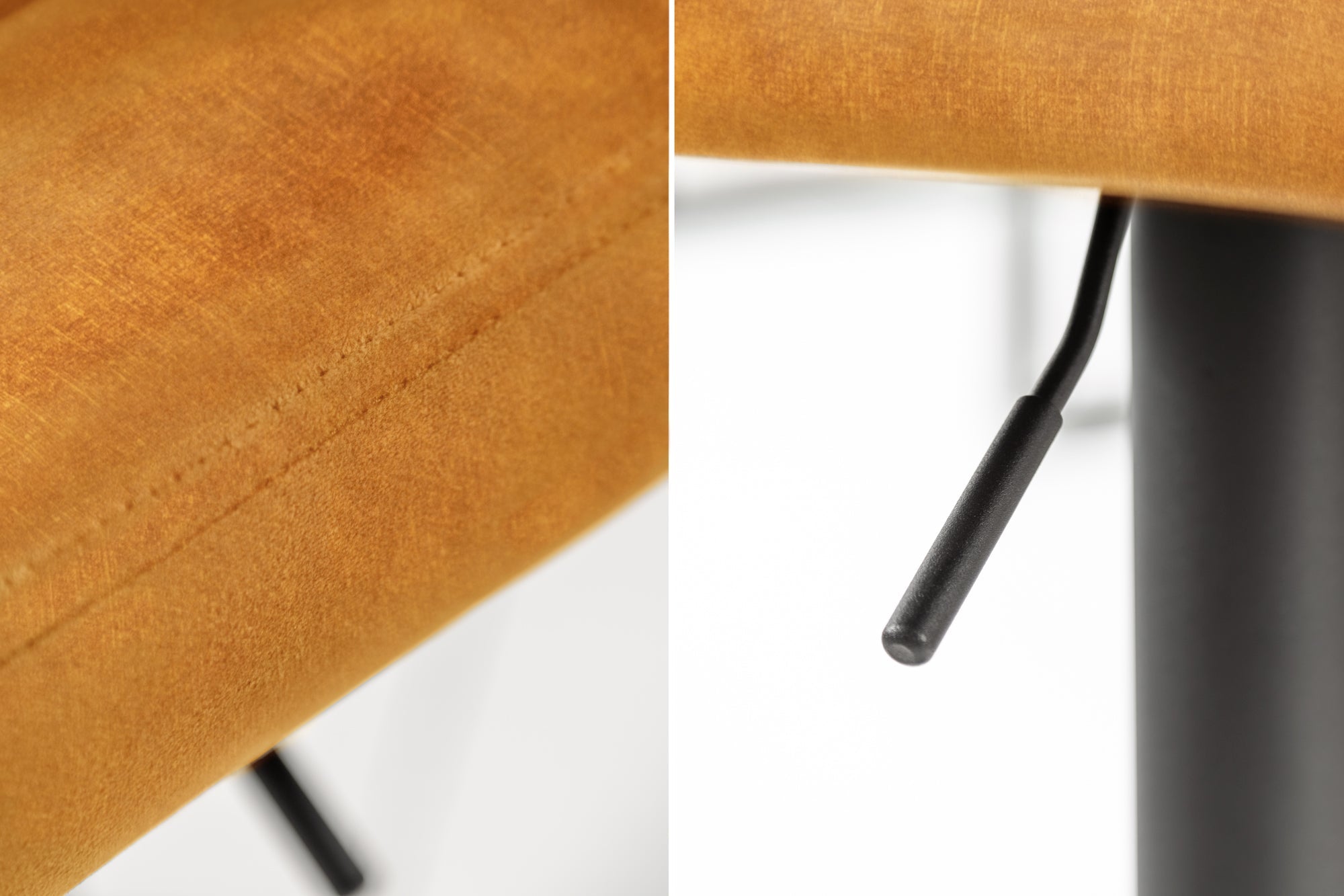 Tabouret de bar pivotant PORTLAND chaise de bar en velours jaune moutarde avec dossier réglable en hauteur