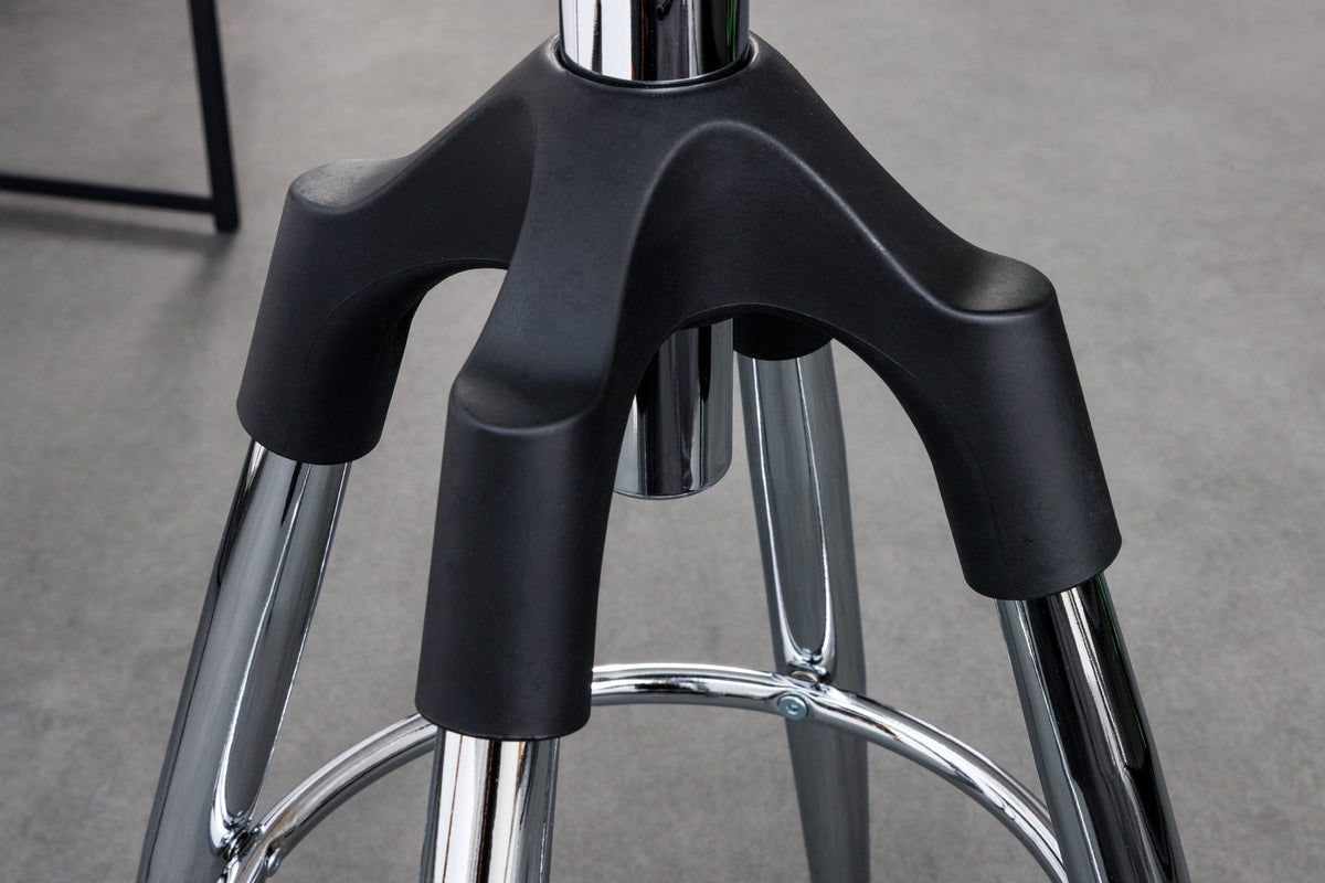 Tabouret de bar réglable en hauteur INDUSTRIAL chrome argent noir métal rond rotatif