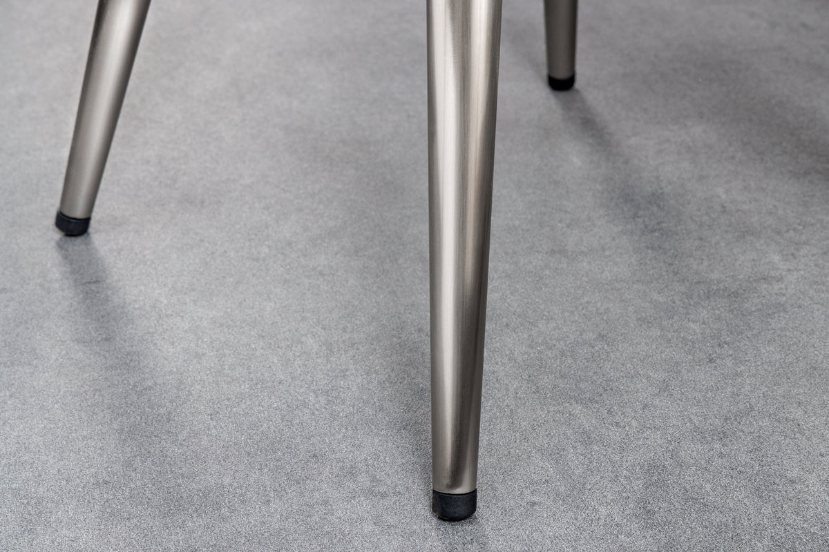 Tabouret de bar réglable en hauteur INDUSTRIAL chrome brossé argent noir métal rond rotatif (réf. 43655)