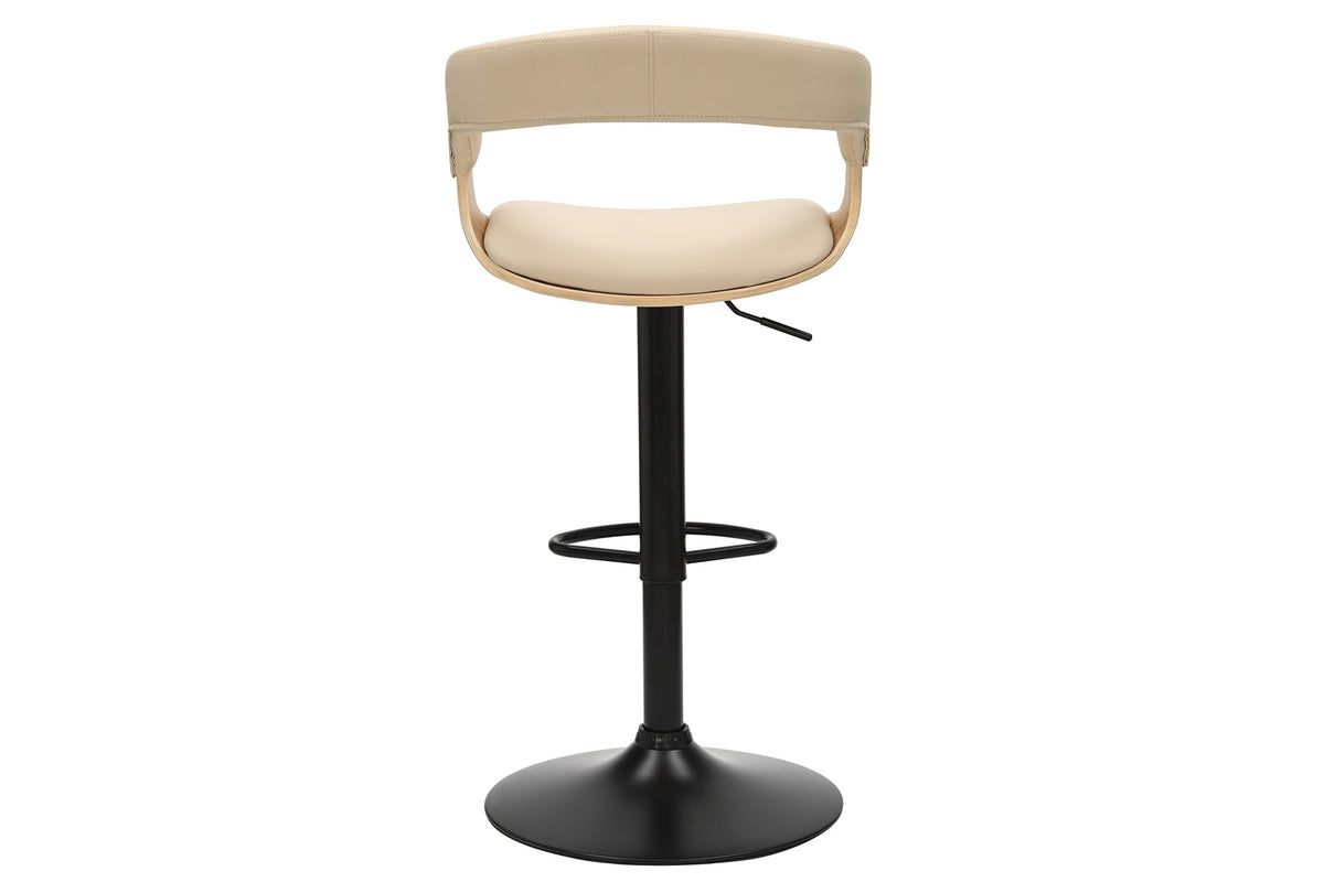 Tabouret de bar réglable en hauteur MANHATTAN naturel chêne crème beige similicuir pivotant (réf. 47716)
